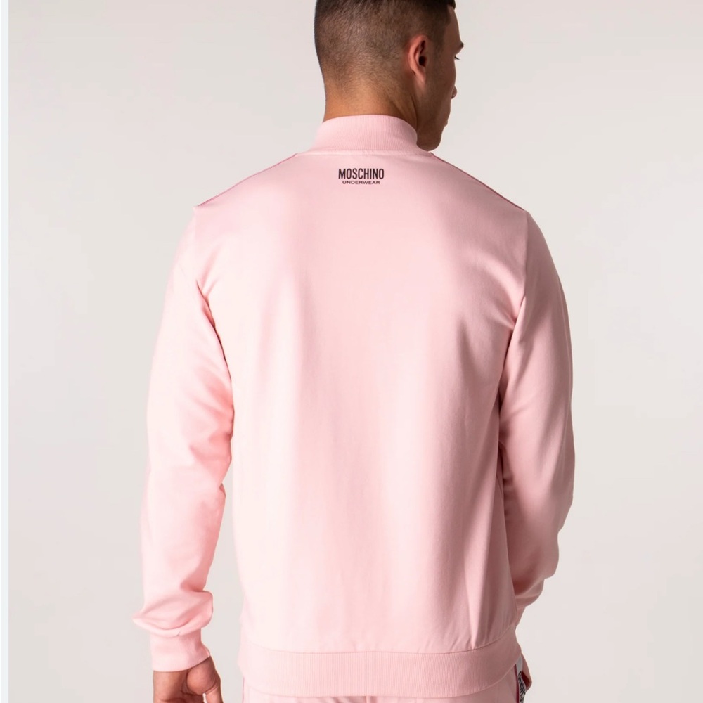 MOSCHINO Quarter Zip Taped Pink Sweatshirt - Picture 3 of 7